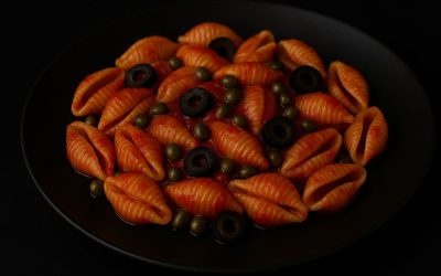 Školjkice u umaku od rajčice s maslinama i kaparima